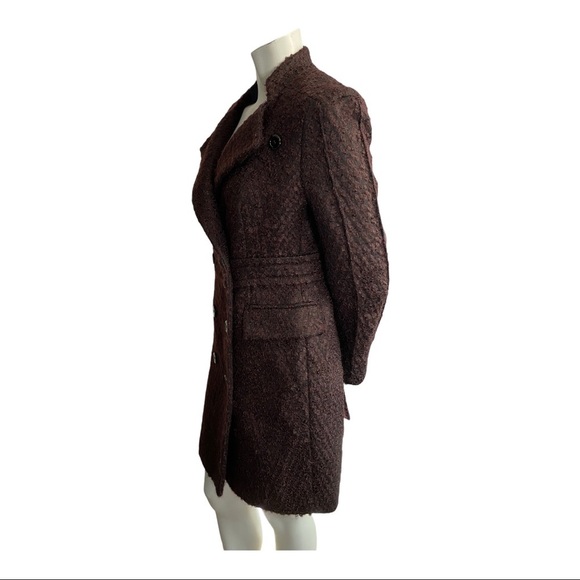 Zara Woman Brown/Black Mohair/Alpaca Blend Coat L - Picture 2 of 3